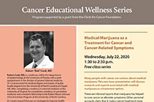 Flyer for Cancer Educational Wellness Series presenting Dr. Cook