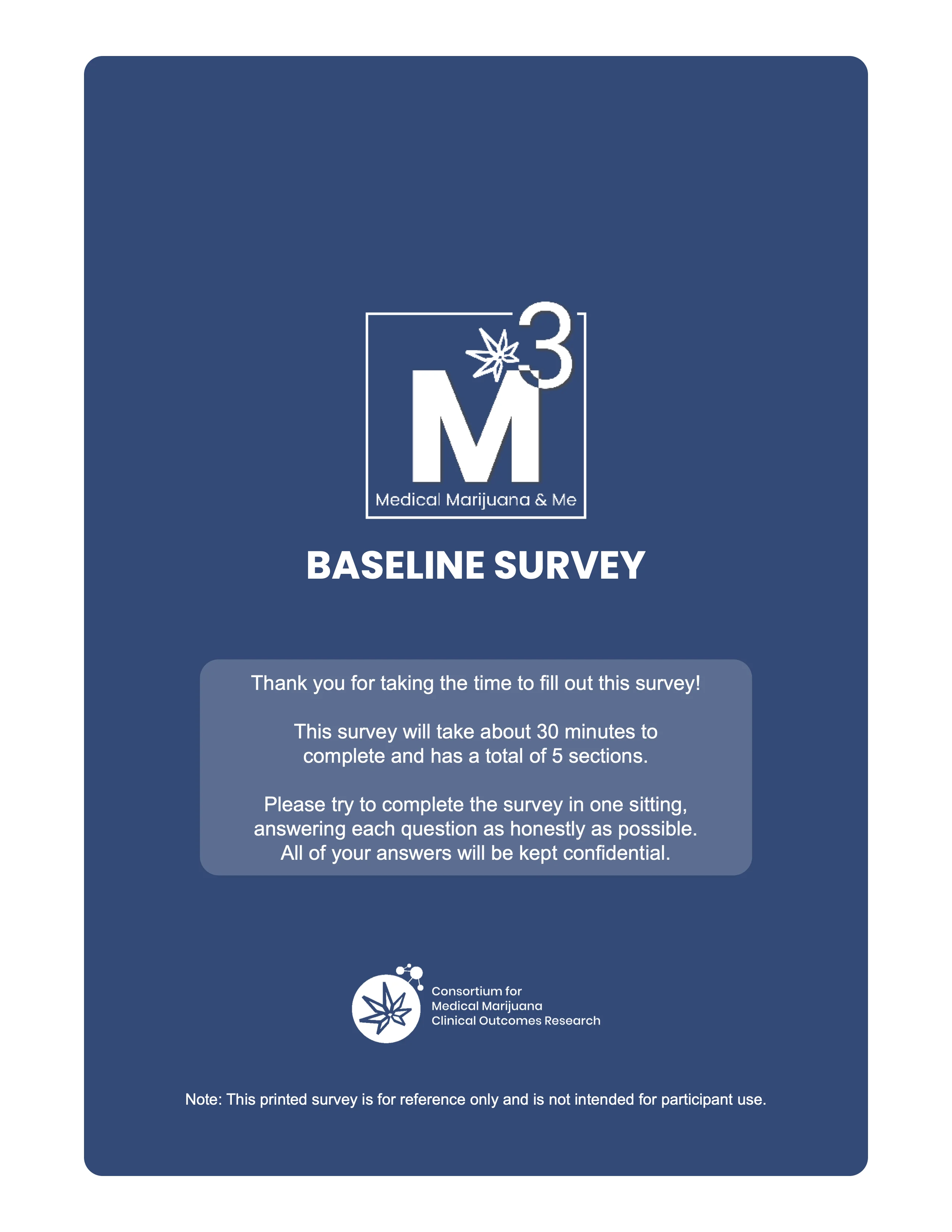 Cover of Medical Marijuana & Me baseline survey.