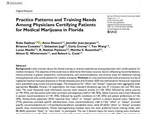 Screenshot of Provider Patterns and Behaviors Journal Article