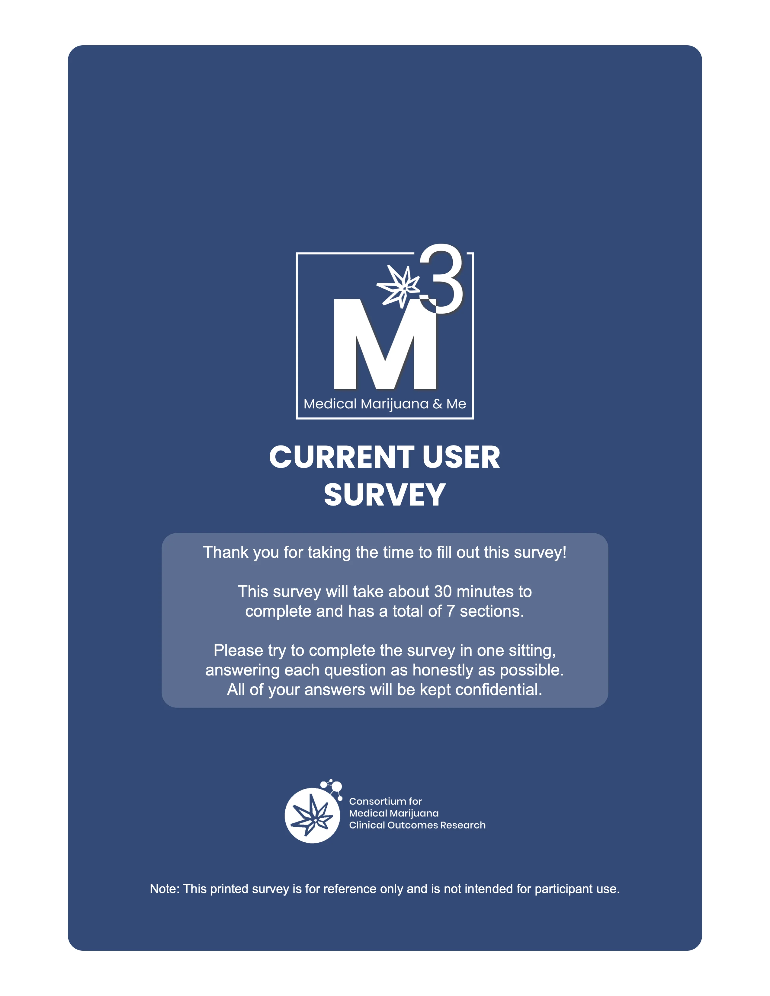 Cover of Medical Marijuana & Me current user survey.